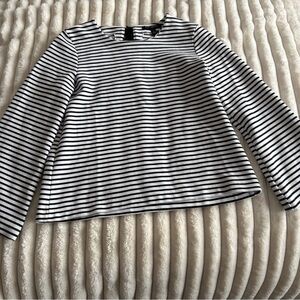 Banana Republic Black and White Striped Long Sleeve Top